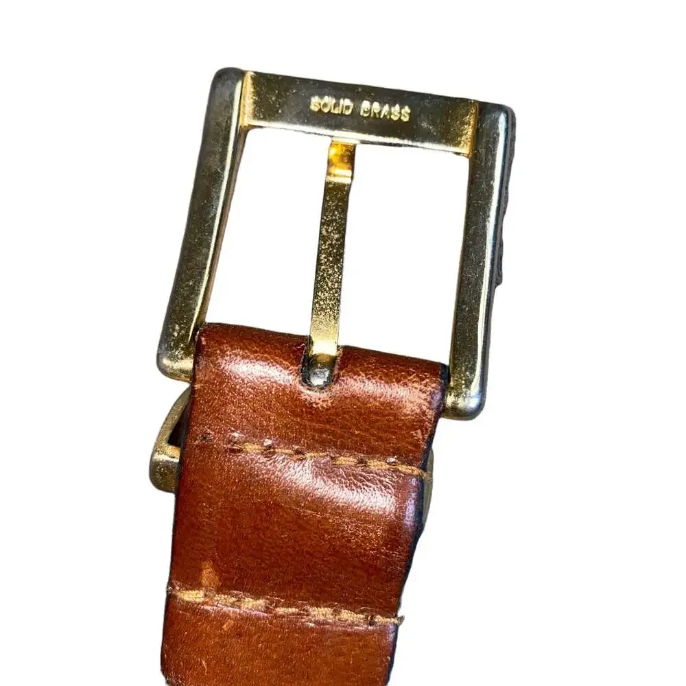 Belt Full Grain Cowhide Leather Belt with solid brass hardware size 38/95 Brown